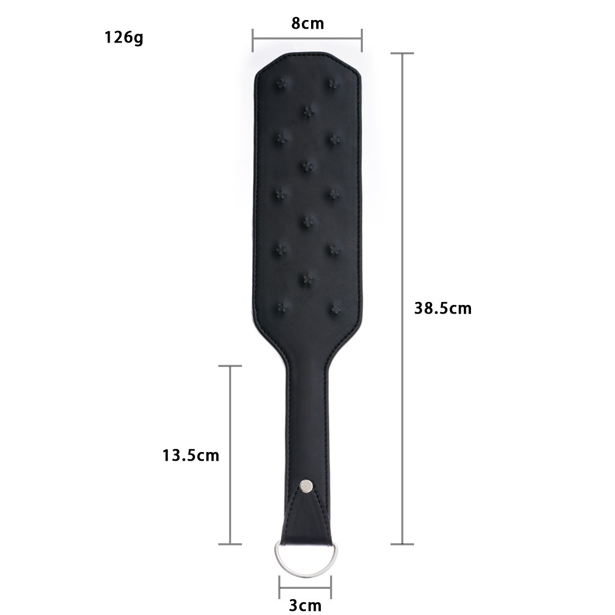 38.5cm aumentar a dor quincunx couro picos de aço inoxidável palheta slapper chicote para treinamento de cavalos