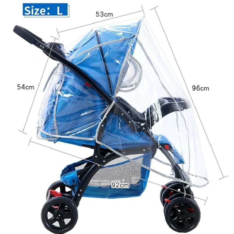 Capa de chuva universal para carrinho de bebê, proteção contra poeira e vento, transparente, à prova d'água, respirável, guarda-chuva, acessórios de capa de chuva