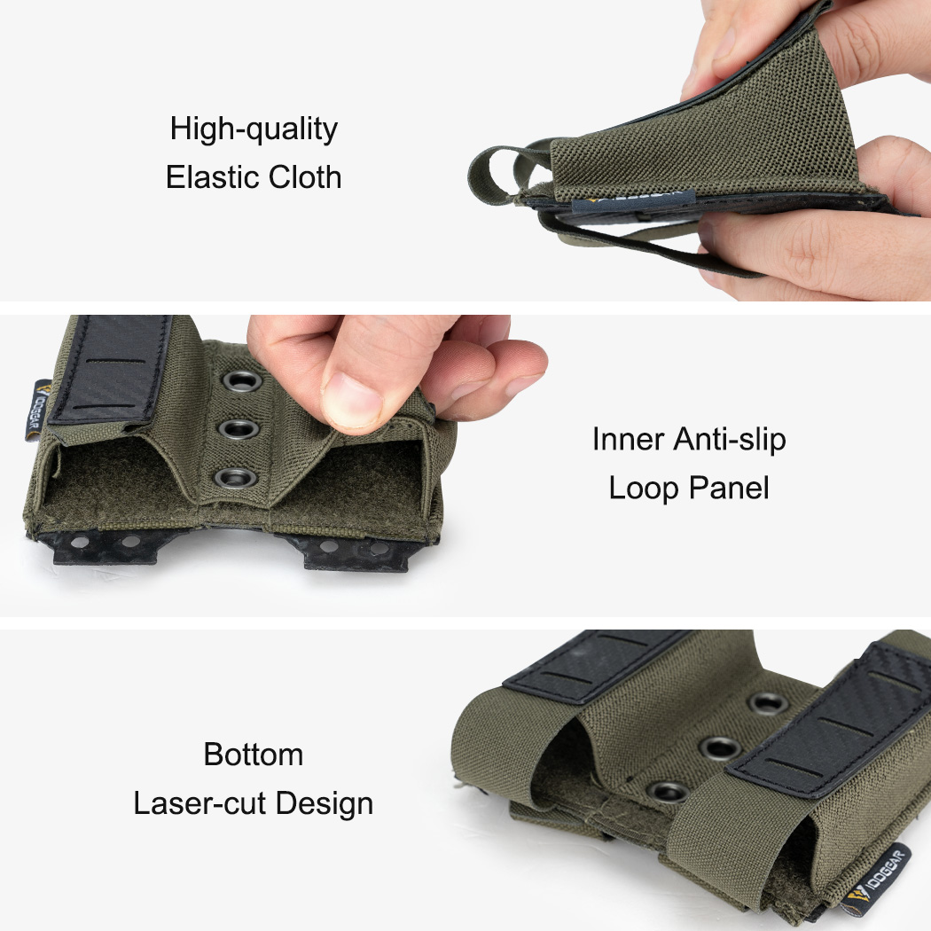 IDOGEAR Tactical Mag Pouch 9mm Double Mag Carrier Carbon Fiber MOLLE Pouch Ranger Green 3590