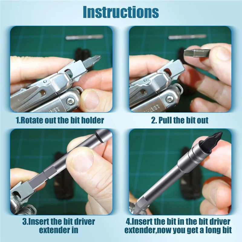 KYCOR-Bit Driver Extender With 1/4" Hex Bits Adapter For Multi-Tool Accessories–For Leatherman, Surge, Wave Plus