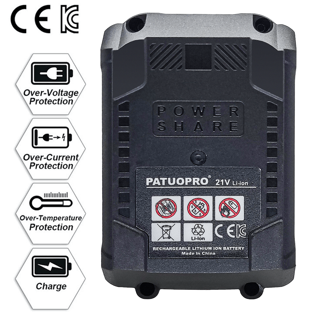 Patuopro 18-21v 2.0 4.0 6.0 8.0ah bateria de lítio recarregável para makita 18v chave de broca elétrica sem escova serra chave de fenda