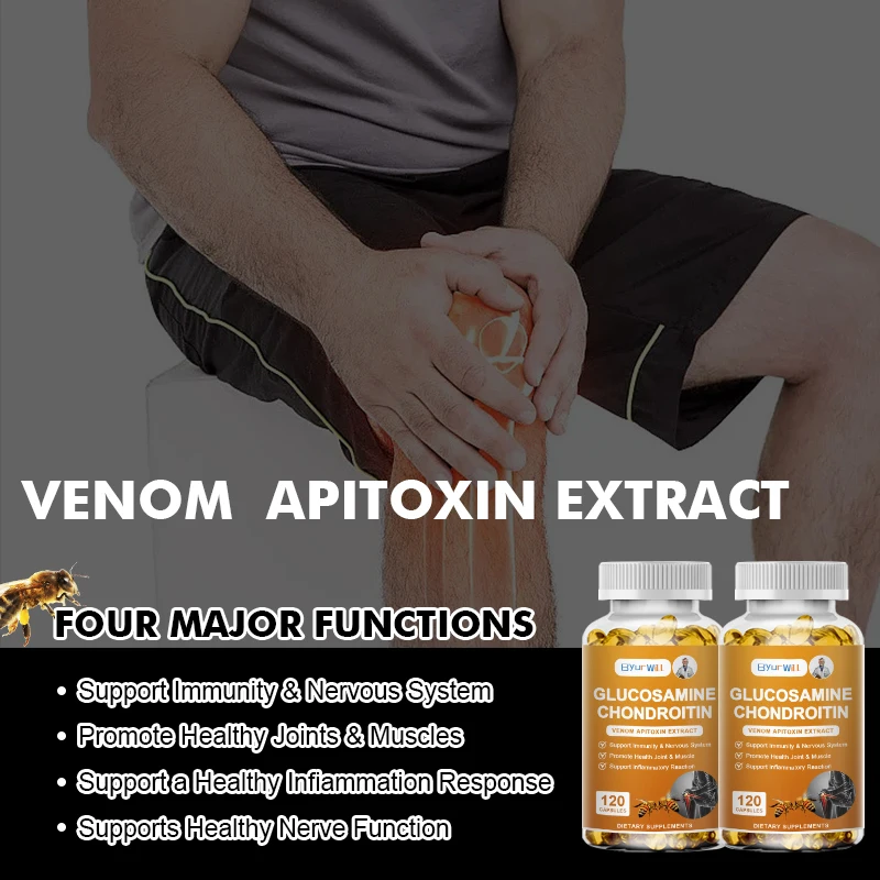 ByurWill Glucosamine Chondroitin Bee Venom Extract Capsules for Relieve Joint & Knee Pain Relieve Discomfort of Bones and Joint