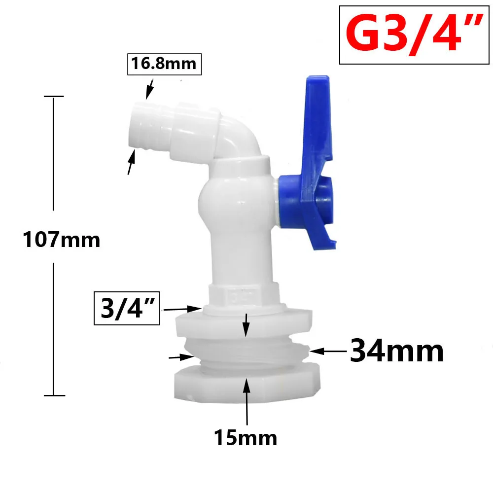Válvula adaptadora de grifo de tanque IBC S60X6, grifo de conexión rápida de jardín de hilo grueso, accesorio de grifo de tanque macho de 1/2 3/4"