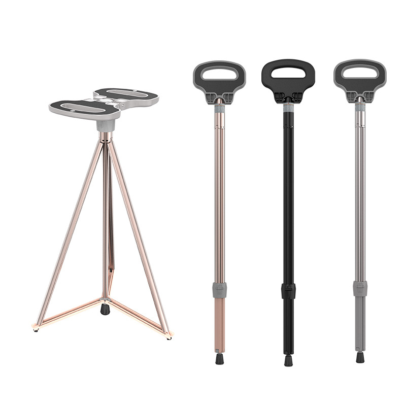 Bastón de senderismo multifuncional, bastón plegable ligero, silla, bastón de escalada telescópico de aluminio, equipo de bastón para caminar