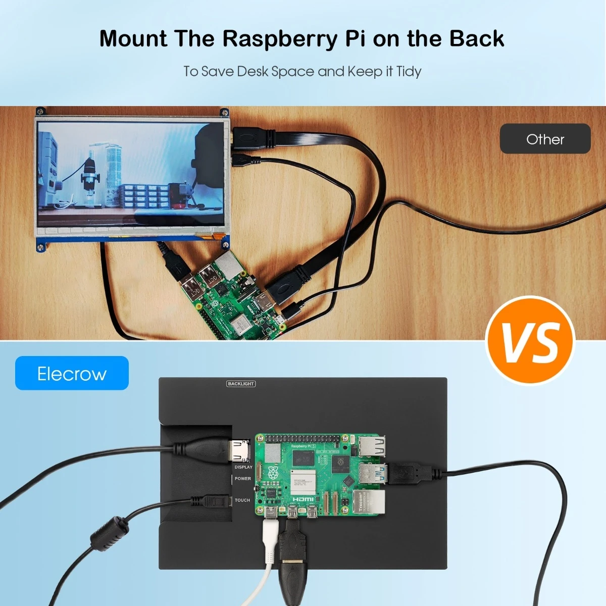 Elecrow 8 Polegada monitor de toque hd 1280*800 display ips portátil com suporte backlight para rpi 5/400/4/3 win 11/10/8/7 jetson nano