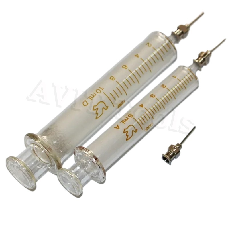 Jeringa de vidrio de 1ml, 2ml, 5ml, 10ml, 20ml, 30ml, jeringa con aguja de Metal, contenedor de aceite de soldadura, varilla de empuje de vidrio, herramientas de reparación de teléfonos móviles