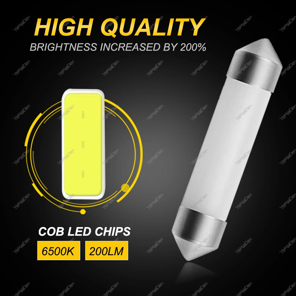 1 Miếng C5W Bóng Đèn LED Festoon 31Mm 36Mm 39Mm 41Mm C10W COB 12V 6500K trắng Nội Thất Ô Tô Đọc Sách Thân Cây Biển Đèn