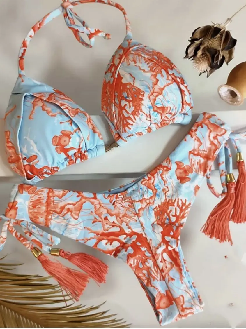 2022 ensemble Bikini femmes maillots de bain Push Up maillot de bain bas imprimé brésilien Biquini maillot de bain plage