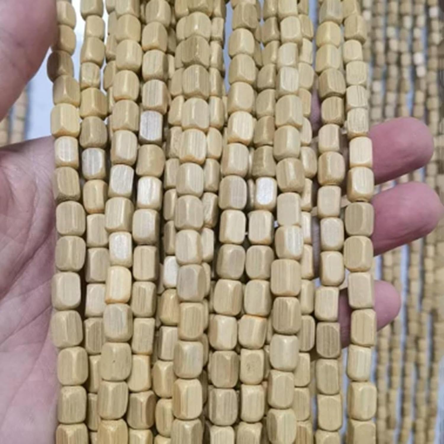 Cortina De Cuentas Mosquitera De Bambú Natural, Hecha a Mano, 60x200/80x200/90x200/100x200cm, Abalorios De Madera, Puerta, Hilo,