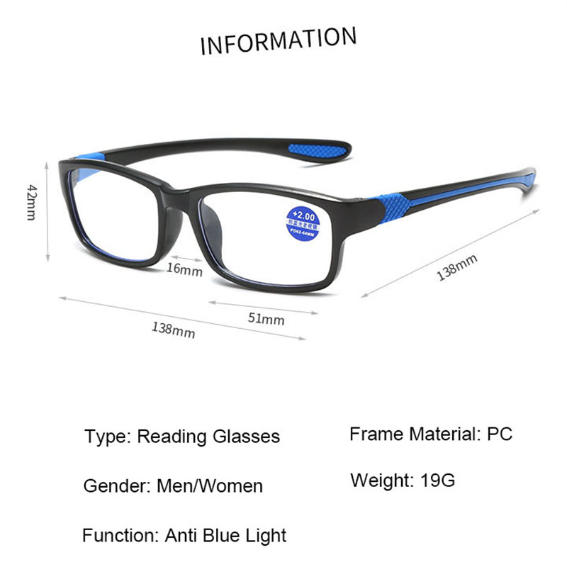 TR90 抗ブルーライトブロック老眼鏡男性ビジネス超軽量スポーツ老眼コンピュータ眼鏡 +1.0 +1.5 +2 +2.5 +3