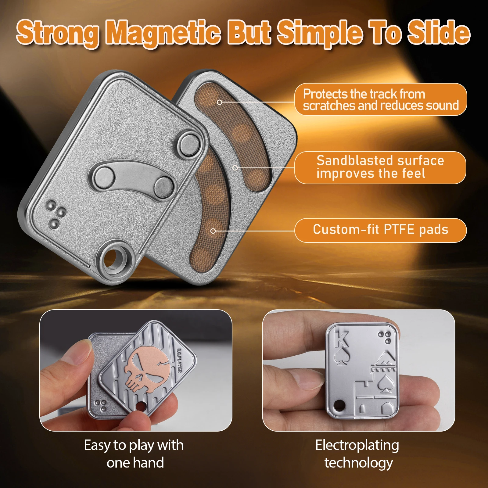 Fidget Toys ผู้ใหญ่, โลหะ Magnetic Fidget Slider, Cliker เหรียญ EDC Fidget Toys บรรเทาความเครียดของเล่น