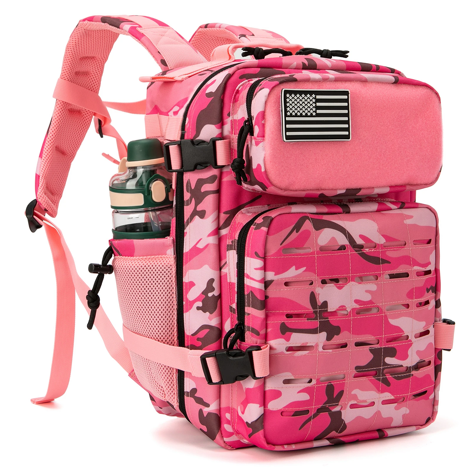 Zaino tattico da 25L/45L per donna/uomo Escursionismo all'aperto Zaino Molle con taglio laser Zaino da scuola Zaino da palestra con doppio portabicchieri