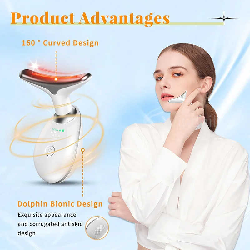 Lift facial 7 cores pescoço beleza dispositivo de pescoço massageador fino levantamento facial aperto rosto removedor de rugas cuidados faciais máquina de beleza