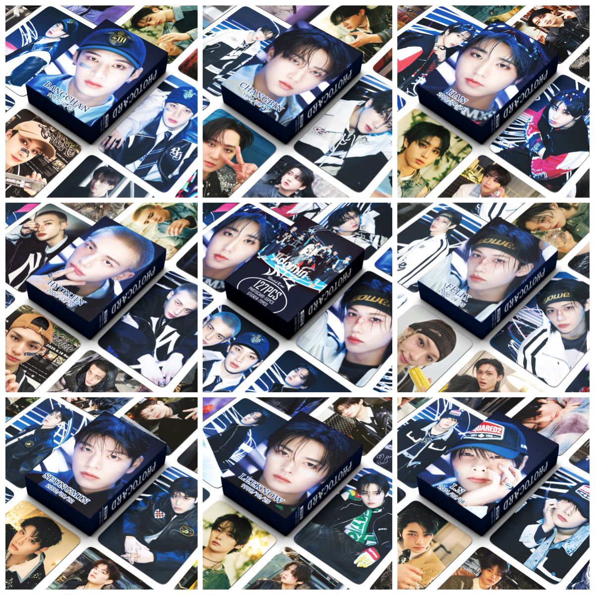 Neue 55 + 72 Teile/satz Kpop Konzert Domin ATE Karte Aufkleber Felix HyunJin BangChan Foto Druck Bilder Photocard Fans Sammlung geschenk