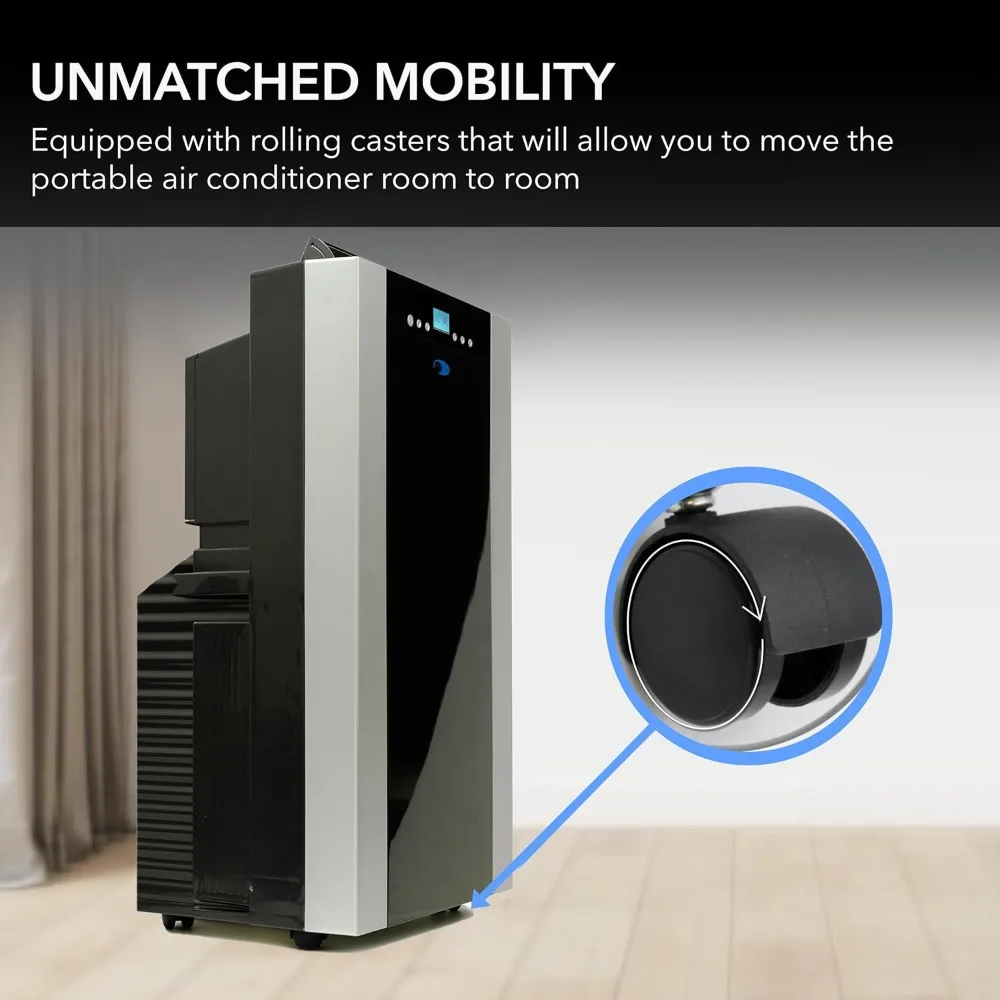Portable Air Conditioner 14,000 BTU with Dual Hose Dehumidifier & Cooling Fan for 500 Sq Ft Rooms, Includes AC Unit Window Kit