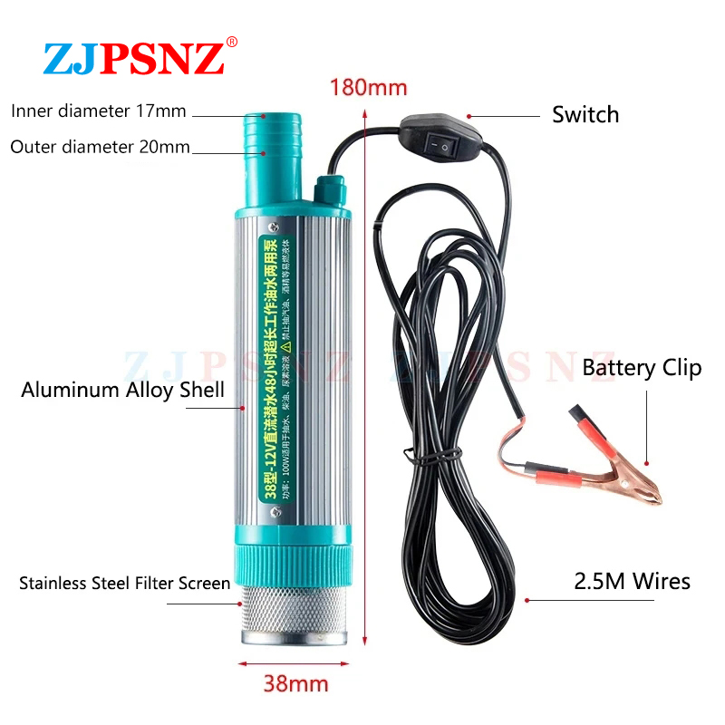 Tragbare Mini 38mm 12V 24V Elektrische Auto Pumpe Zum Pumpen Diesel Öl Wasser Transfer Pumpe Camping angeln Tauch Pumpe 30L/min