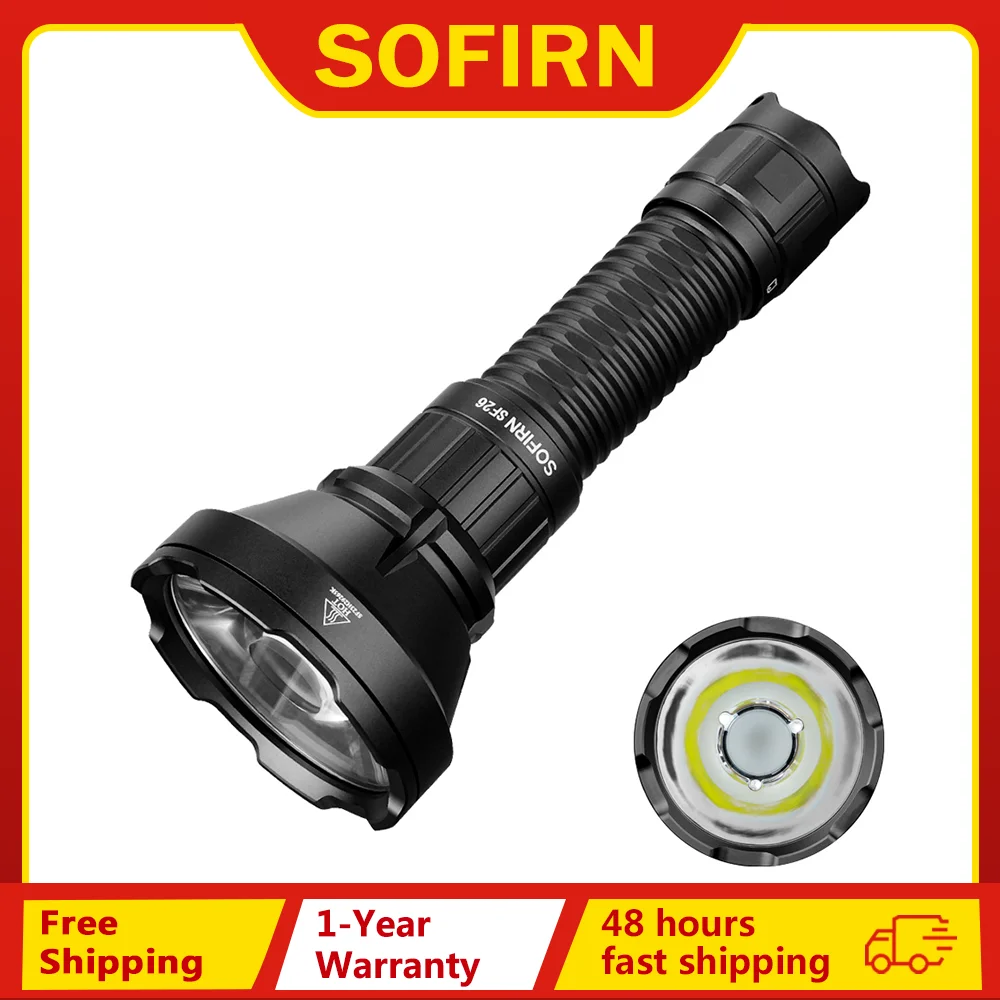 Sofirn SF26 21700 Taktische Taschenlampe, 2000 lm, 964 m, große Reichweite, wiederaufladbare USB-C-Taschenlampe mit doppeltem Endschalter, IPX-8