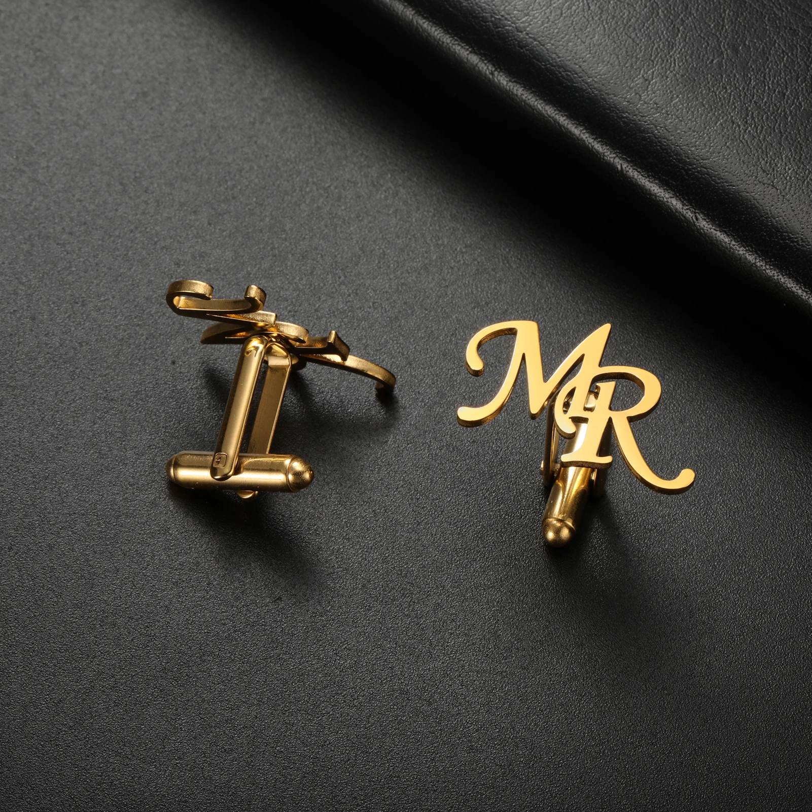 Skyrim 2 Stück individuelle Manschettenknöpfe für Herren, Edelstahl, personalisierte Initialen, Buchstaben-Manschettenknöpfe für Anzug, trendiger Schmuck, Hochzeitsgeschenk