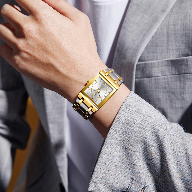 新しいメンズ腕時計高級スチールブレスレットゴールドクォーツムーブメント防水ゴールデン腕時計女性のための腕時計レロジオ masculino 時計