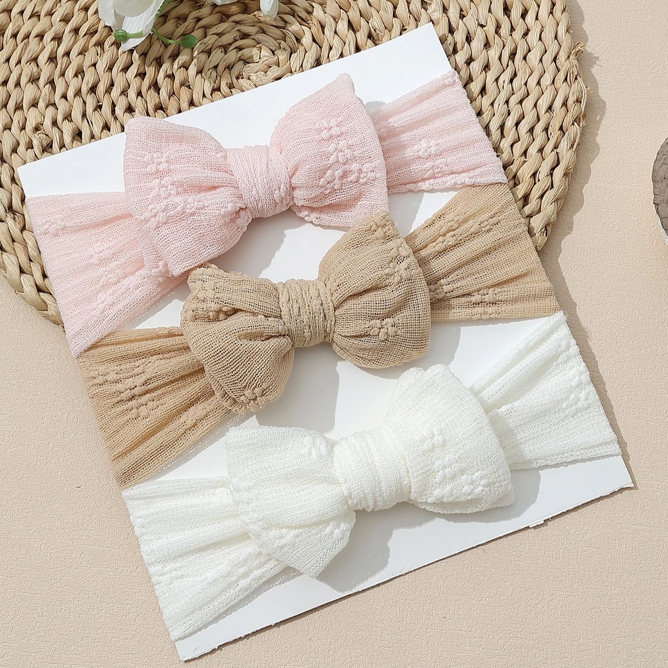 3 pçs/set bebê menina bandana dupla malha arcos hairband turbante macio adorável arco crianças headwear acessórios para o cabelo para recém-nascido infantil