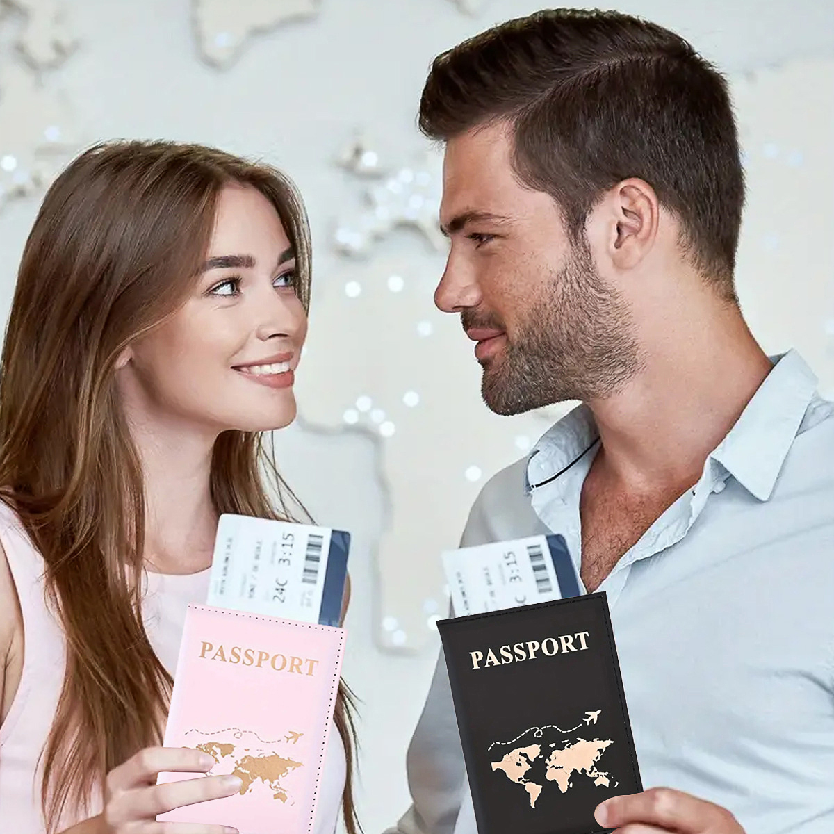 Fashion Passport Protector World Pattern Travel Passport Clip Wallet Gift PU Leather Card Holder Unisex Storage Bag.-zmt