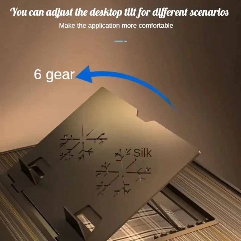 Foldable Laptop Desk for Bed with 6 Gear Adjustable Height Bracket Lap Table Breakfast Tray Desk with Drawer for Working Gaming