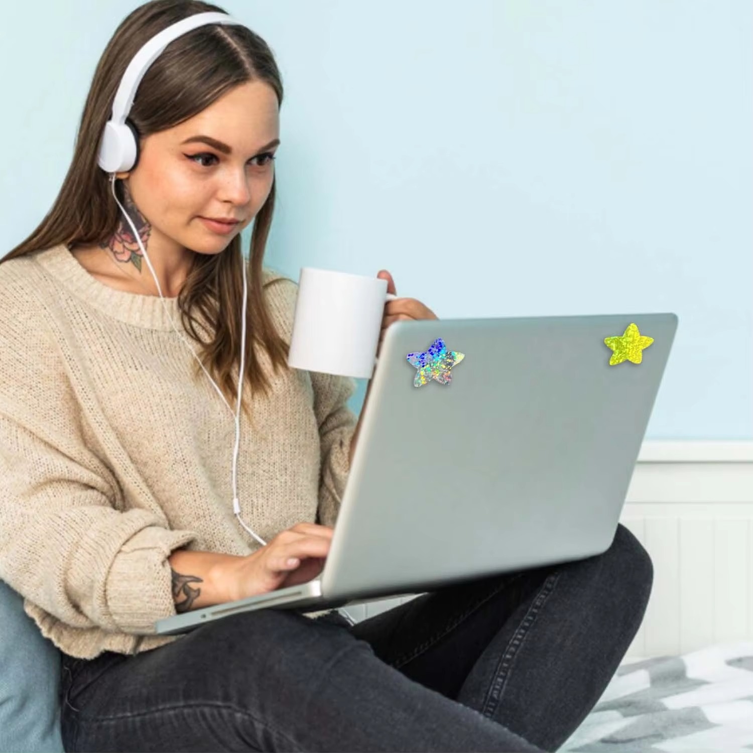 100-500PCS New Star Stickers Roll Small Packaging Pack Stickers Photocard Decor Heart Home Made Rolling Sticker TZ304