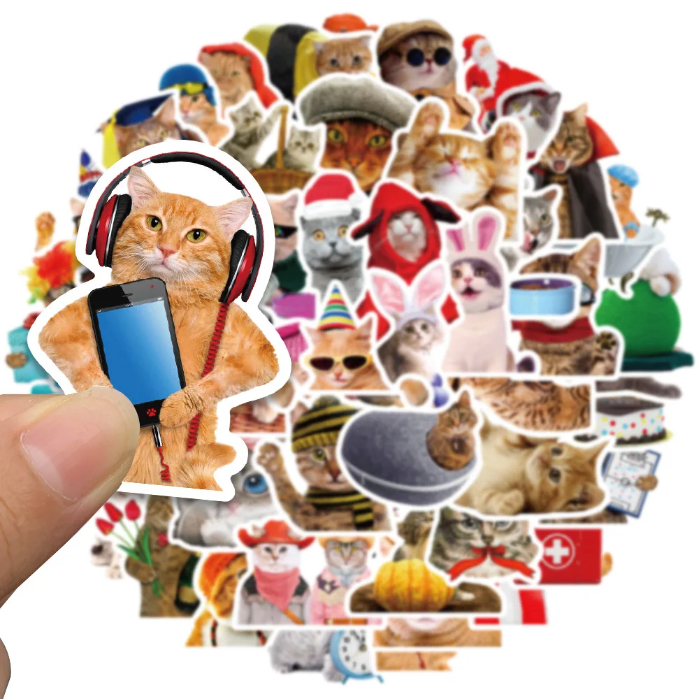 Simpatici adesivi per gatti Vinile impermeabile Gatti Kawaii Decalcomanie per bottiglia d'acqua Laptop Skateboard Scrapbook Bagagli Giocattoli per bambini