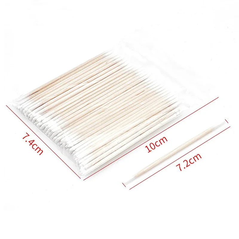 100PCS 7CM Disposable Cotton Swab Makeup Swab Eyelash Extension Glue Removing Tools Multifunctional Double Headed Makeup Swab