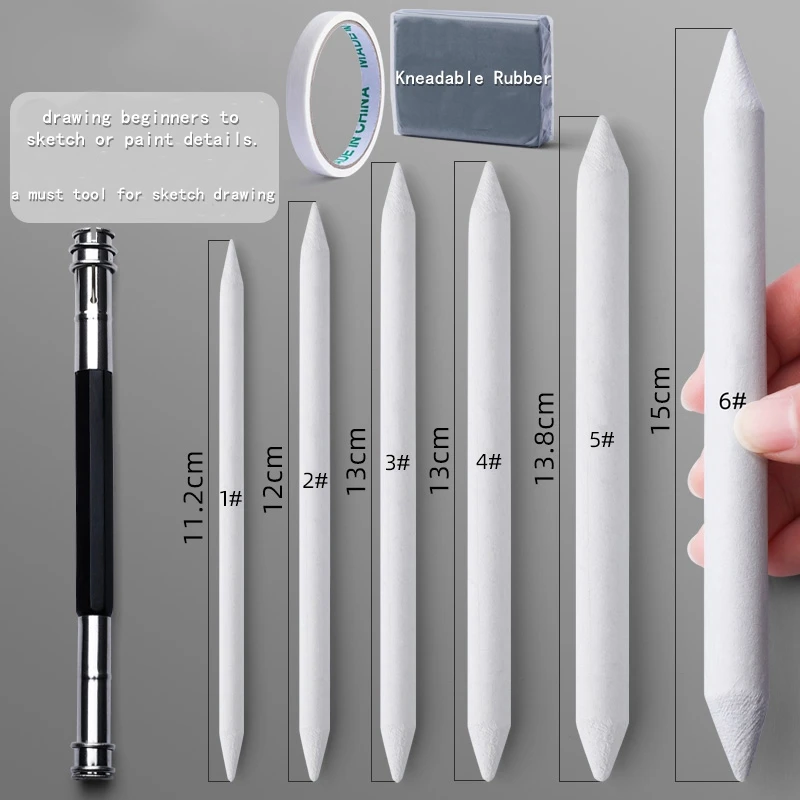 ผสม Stumps และ Tortillions กระดาษ Art เครื่องปั่นกระดาษทรายดินสอ Sharpener Pointer สําหรับศิลปิน Charcoal Sketch Drawing เครื่องมือ