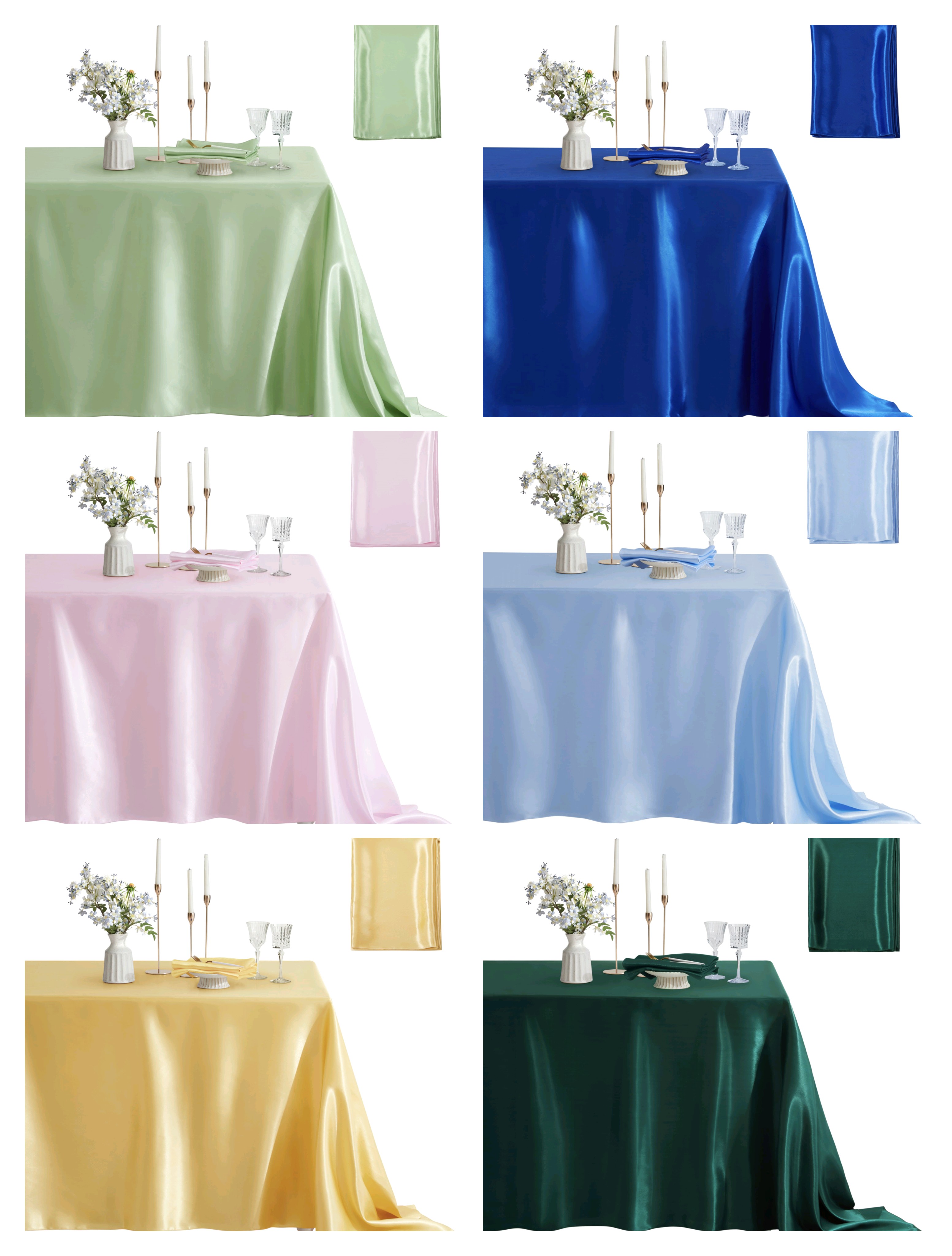 Mantel rectangular de satén, cubierta de mesa de Color sólido suave y brillante para comedor, suministros para banquetes de fiesta de boda