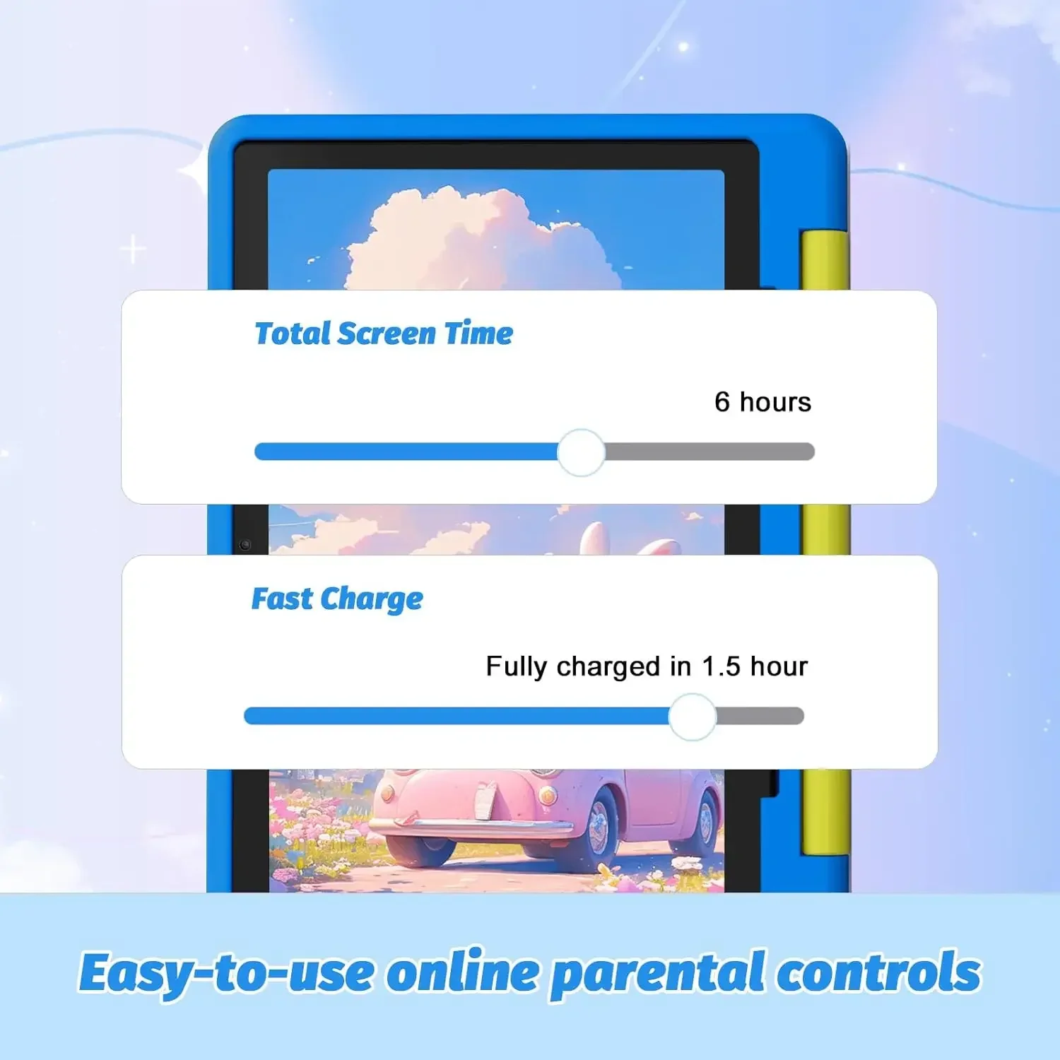 Kid Tablet Android 15 Tablet for Kids 10 inch 8GB+64GB 8-Core with Case 1TB TF Expandable for Toddler Children Parental Control