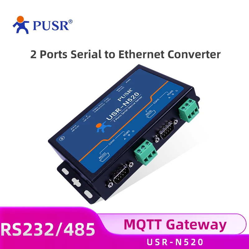 PUSR 2-Port-Seriellgeräteserver RS485 RS232 zu Ethernet-Konverter unterstützt MQTT/SSL Modbus RTU zu Modbus TCP Gateway USR-N520