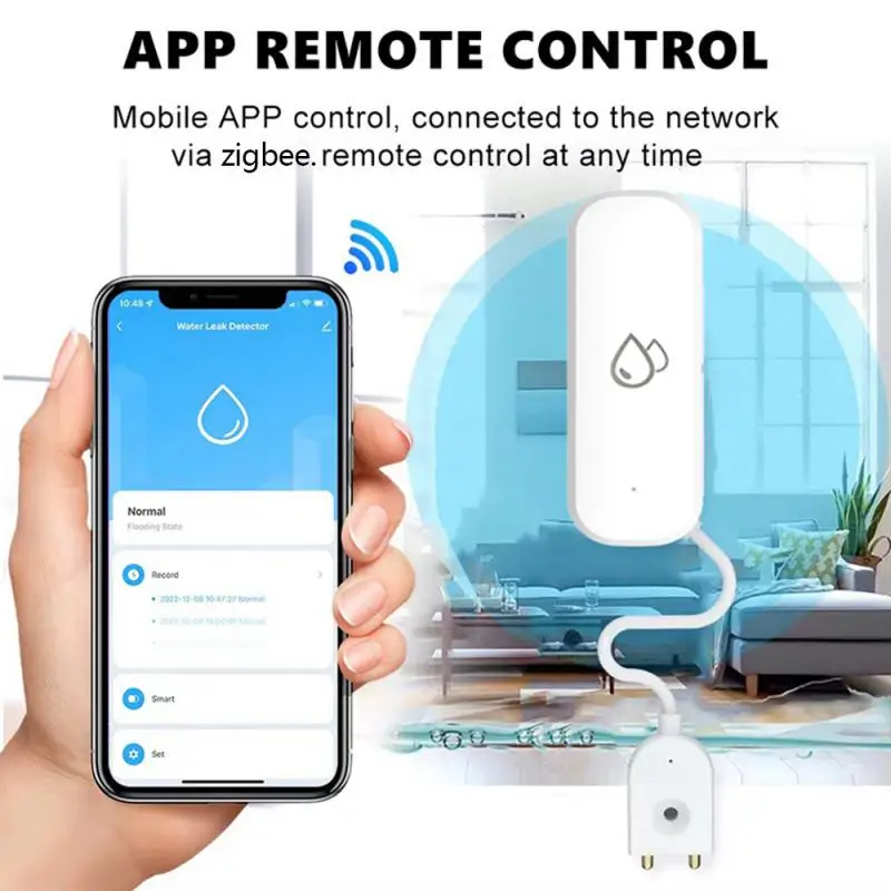 Tuya Zigbee-alarma con Sensor de agua, Detector de fugas de agua, alerta de inundación, sistema de alarma de seguridad de desbordamiento, funciona con Smart Life Zigbee Gateway