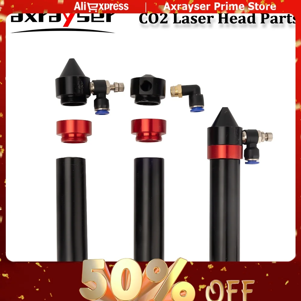 CO2 Laser Head Parts Air Nozzle Dia.20 FL 38.1/50.8/63.5/101.6mm Lens Tube Outer Diameter 25mm for CO2 Laser Engraving Machine