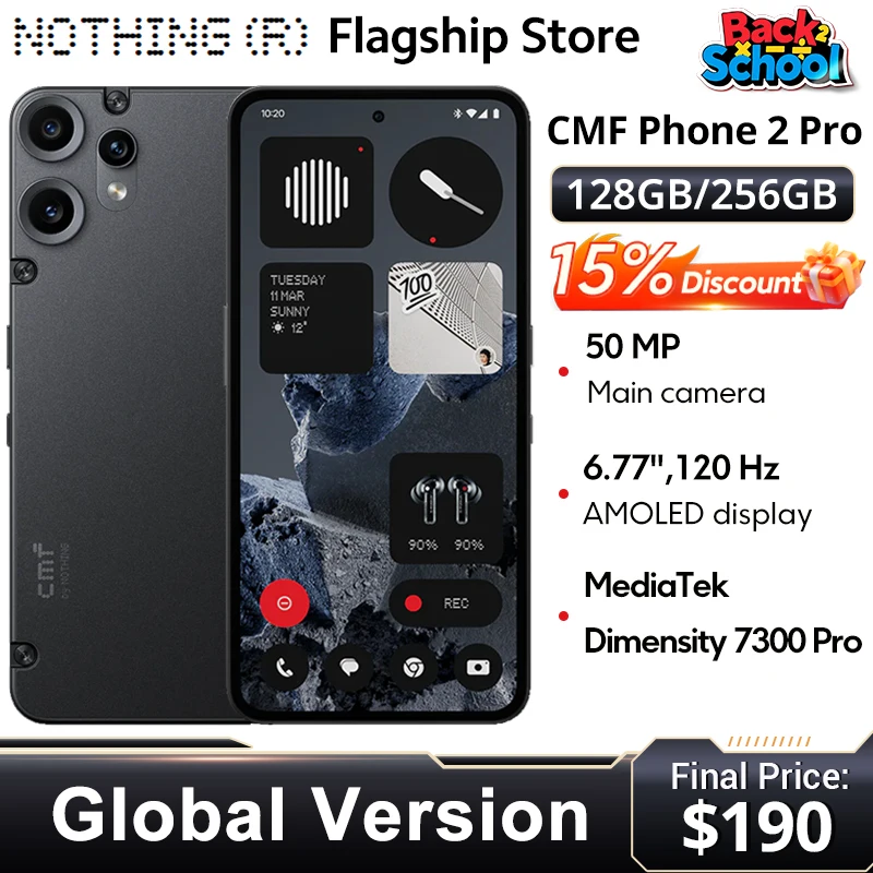 CMF Phone 2 Pro  Global Version 6.77 AMOLED 120Hz MediaTek Dimensity 7300 Pro 5G  5000 mAh   Main Camera 50MP  33W
