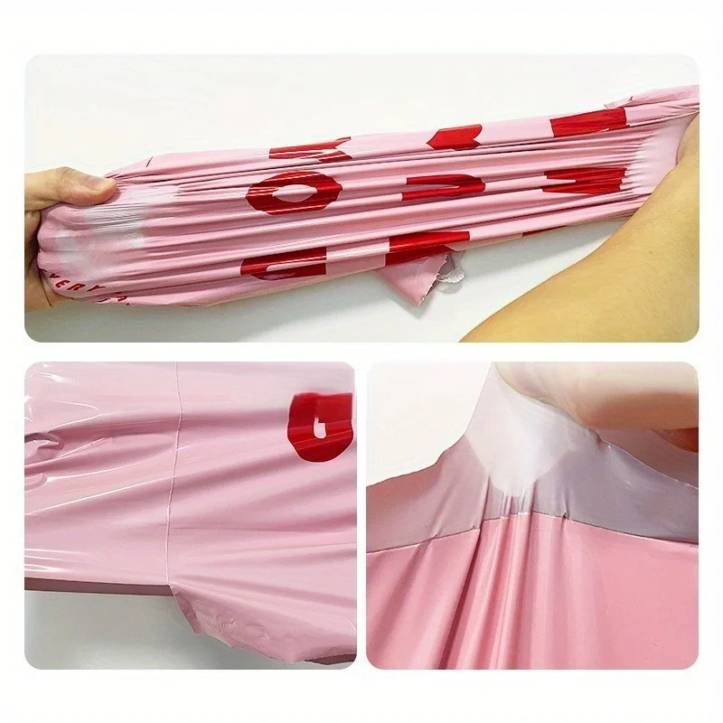 Saco de embalagem rosa 100 pçs saco de correio grosso à prova dwaterproof água durável saco de compras para roupas logística presente embalagem envelope de correio