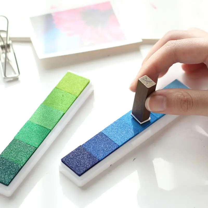 ปลอดสารพิษ Gradient Inkpad Craft น้ำมันตาม DIY Ink สำหรับยางแสตมป์ผ้าสมุดภาพของตกแต่งงานแต่งงานลายนิ้วมือแสตมป์ Pad