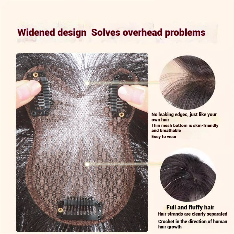 Toppers de cabelo de malha ultrafina 8x11cm, franja com clipe, peruca para mulheres, cabelo real fofo, aumenta o volume, capa de cabelo branco