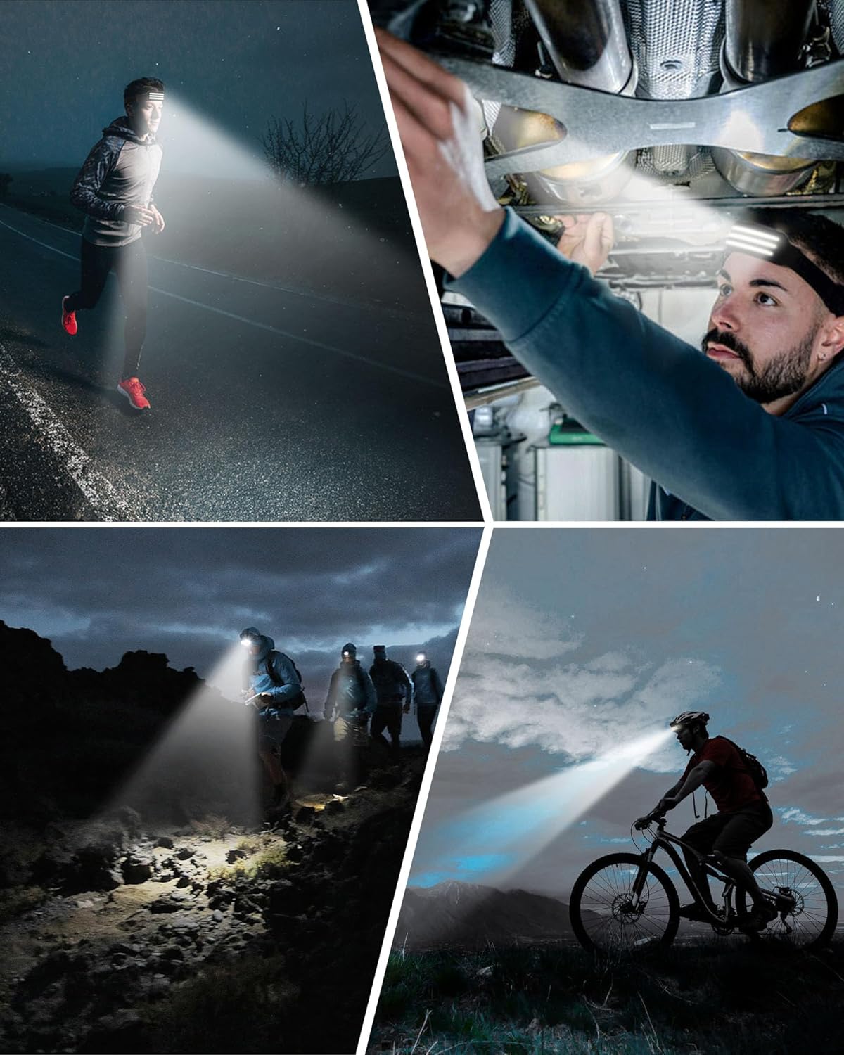 Sensor Headlamp LED Head Flashlight Rechargeable Headlight Head Torch Built-in Battery 5 Lighting Modes Fishing Camping Lantern