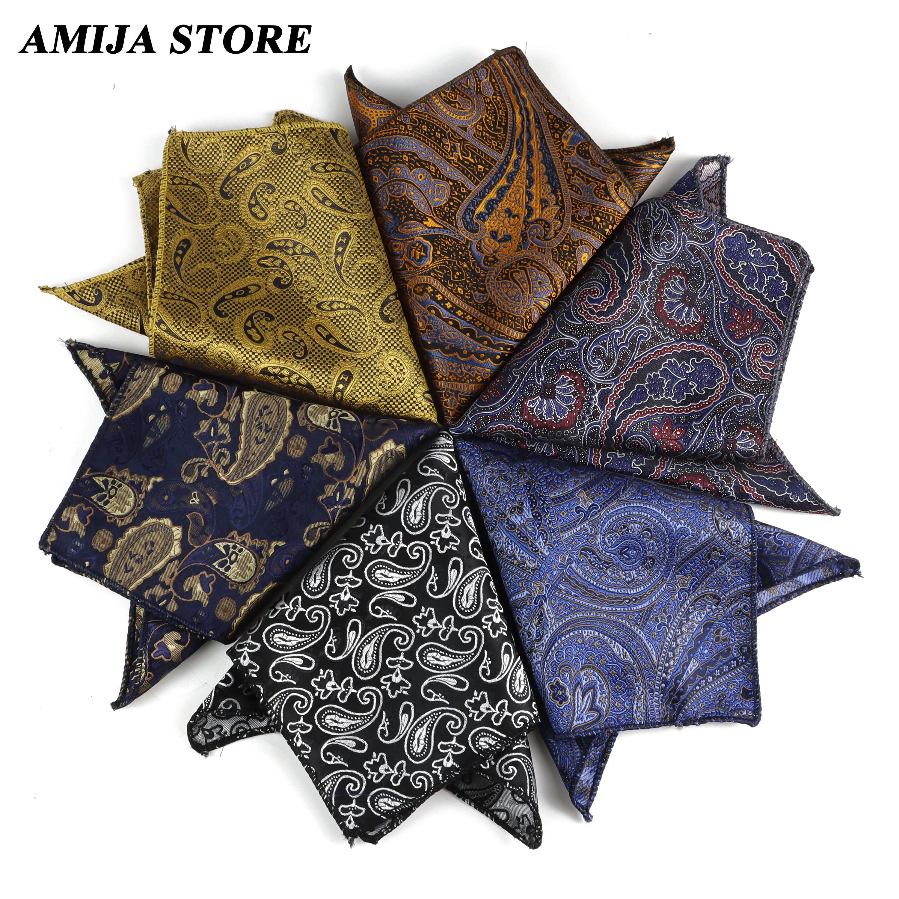 Luxuriöses Design, Blumen-Taschentücher, Paisley-Muster, Einstecktuch, Polyester, Herren-Taschentuch für geschäftliche Hochzeit, Party, Geschenke