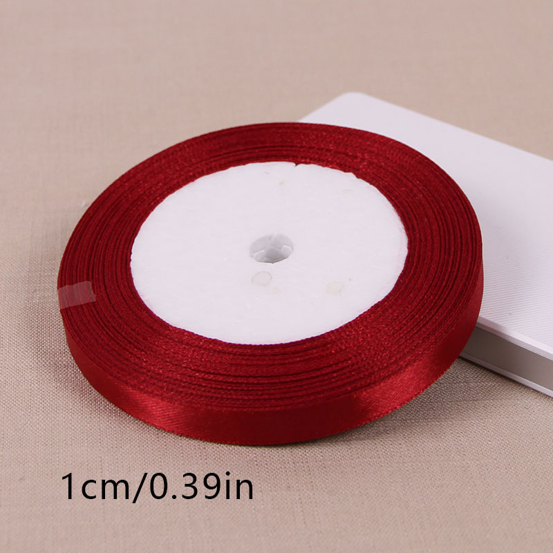 (25 ヤード/ロール) ワインレッド片面サテンリボン卸売ギフトラッピングクリスマス新年アパレル縫製生地ギフトリボン