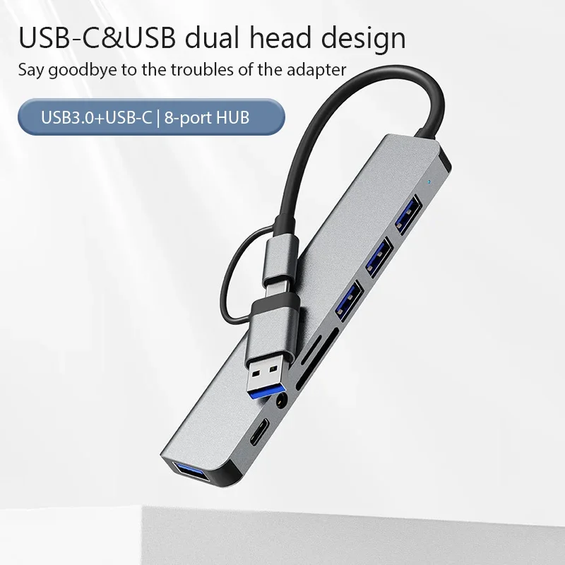 Xiaomiスマートフォン/タブレット用8in1 USB Cエキスパンダーハブ Type-Cスプリッター マルチポートアダプタードック USB 3.0 4K DisplayPort対応