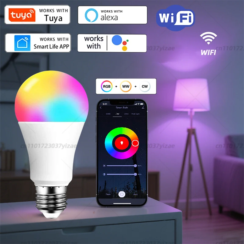 Tuya Bluetooth WiFi Slimme Gloeilampen E27 LEDLamp RGB Slimme Lamp9W 15W Smart Leven APP Spraakbesturing met Alexa Alice Google Thuis
