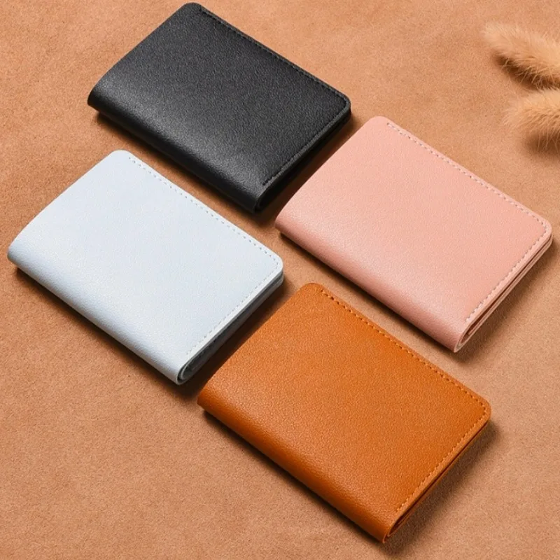 Portafoglio piccolo in pelle PU di design classico per uomo borsa corta da donna semplice borsa per carte di credito Ultra sottile di moda