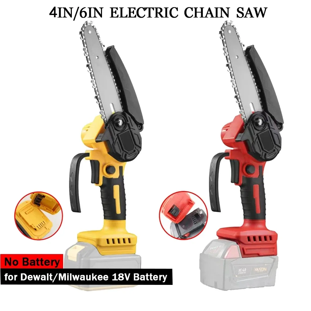 Mini motosega da 4/6 pollici a batteria per la lavorazione del legno sega elettrica da giardino portatile utensile da taglio adatto per Dewalt/Milwaukee 18V perno batteria