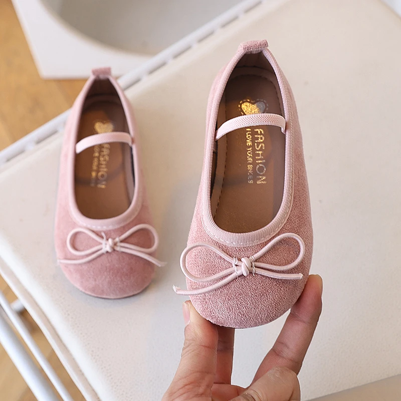 Frühlings-Kinder-Ballerinas für Mädchen mit niedlicher Fliege und bunten Optionen, rutschfeste, weiche Sohle, elegante Tanz-Übungs-Flats für Kleinkinder