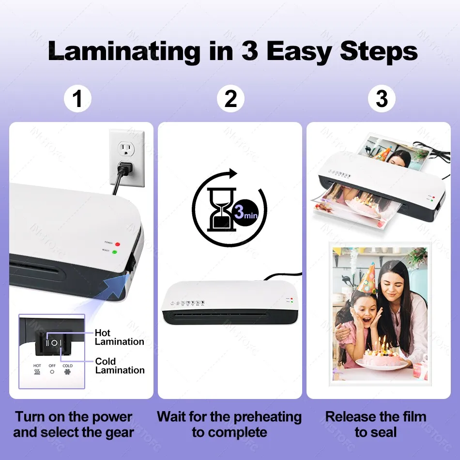 Laminator biurkowy SL289, format A4, laminowanie na gorąco i na zimno, system 2 rolki, maksymalna szerokość 9 cali dla formatów A4/A5/A6/4R/3R/2R