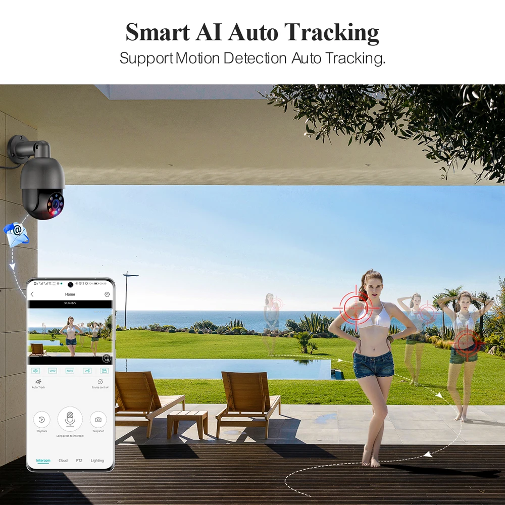 Techage 4K 8MP 5MP IP Camera Red-Blue Light Alert Human Detection Night Vision POE Security Protection Video Surveillance Camera