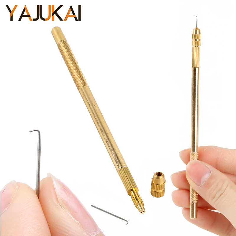 Brass Ventilating Holder With 4 Pieces Stainless Steel Needles Wig Making Kit For Lace Front Wig Needle Set Wig Accessories